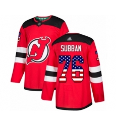 Men's New Jersey Devils #76 P. K. Subban Authentic Red USA Flag Fashion Hockey Jersey