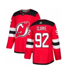 Youth New Jersey Devils #92 Graeme Clarke Authentic Red Home Hockey Jersey