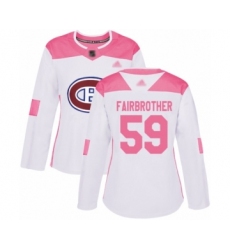 Women's Montreal Canadiens #59 Gianni Fairbrother Authentic White Pink Fashion Hockey Jersey