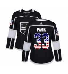 Women's Los Angeles Kings #33 Lukas Parik Authentic Black USA Flag Fashion Hockey Jersey