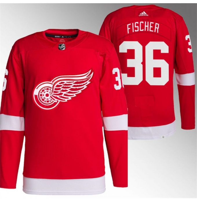 Men's Detroit Red Wings #36 Christian Fischer Red Stitched Jersey