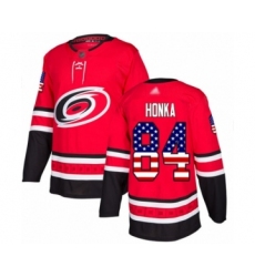Men's Carolina Hurricanes #84 Anttoni Honka Authentic Red USA Flag Fashion Hockey Jersey