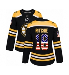 Women's Boston Bruins #18 Brett Ritchie Authentic Black USA Flag Fashion Hockey Jersey