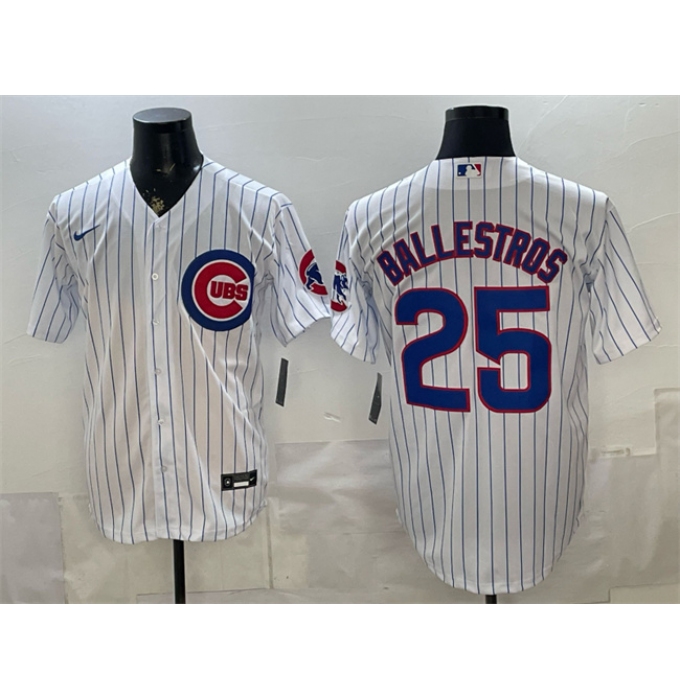 Men's Chicago Cubs #25 Moisés Ballesteros White Cool Base Stitched Baseball Jersey
