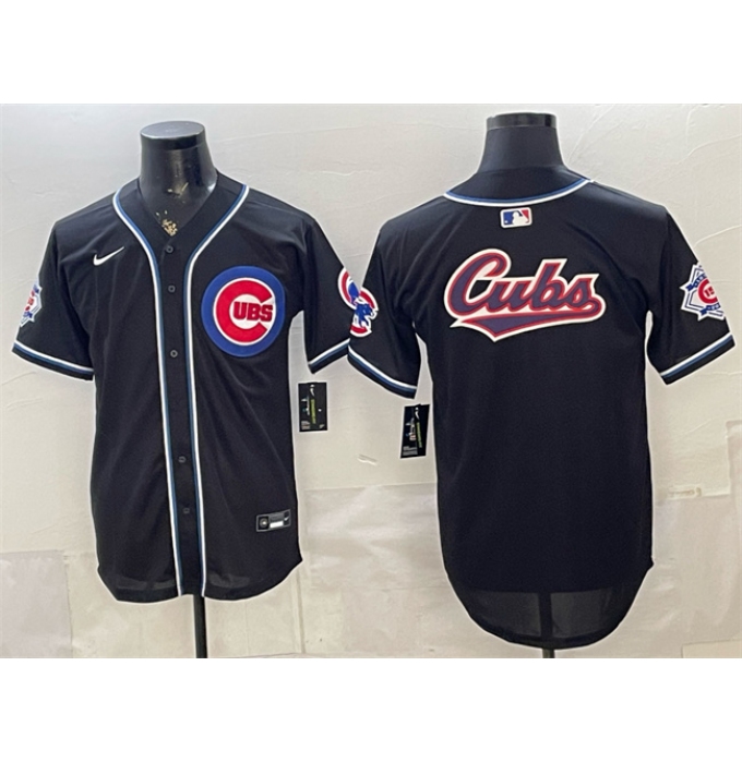 Men's Chicago Cubs Team Big Logo 2026 Fashion Replica Black Out Stitched Baseball Jersey