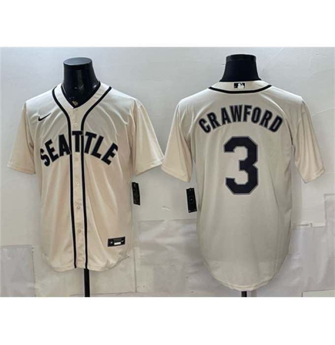 Men's Seattle Mariners #3 J.P. Crawford Cream With Name Alternate Stitched Baseball Jersey