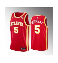 Men's Atlanta Hawks #5 Dejounte Murray Red Stitched Jersey