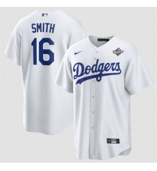 Men's Los Angeles Dodgers #16 Will Smith White 2025 World Series Home Cool Base Stitched Baseball Jersey
