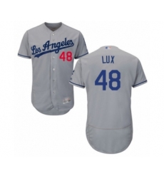 Men's Los Angeles Dodgers #48 Gavin Lux Grey Road Flex Base Authentic Collection Baseball Player Jersey