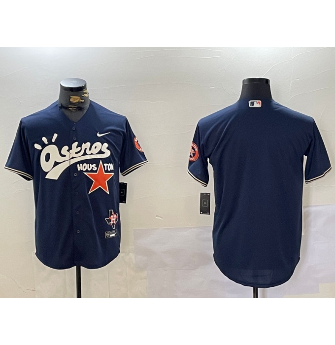 Men's Houston Astros Blank Navy Cactus Jack Vapor Premier Stitched Baseball Jersey