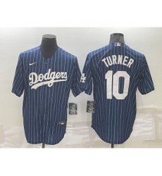 Men's Los Angeles Dodgers Blank Navy Blue Pinstripe Stitched MLB Cool Base Nike Jersey