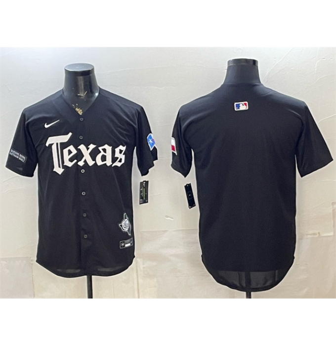 Men's Texas Rangers Blank Black Gothic Mexico 2025 Vapor Premier Limited Stitched Baseball Jersey