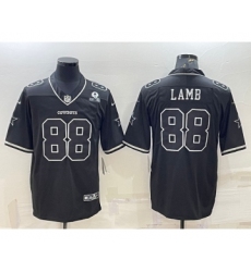 Men's Dallas Cowboys #88 CeeDee Lamb Black With 1960 Patch Limited Stitched Football Jersey