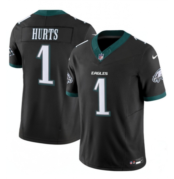 Men's Philadelphia Eagles #1 Jalen Hurts Black 2024 New F.U.S.E. Vapor Untouchable Limited Football Stitched Jersey