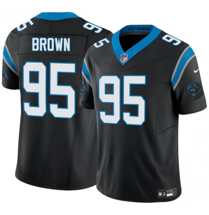 Men's Carolina Panthers #95 Derrick Brown Black 2025 F.U.S.E. Vapor Limited Football Stitched Jersey