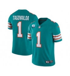 Men's Miami Dolphins 2022 #1 Tua Tagovailoa Aqua With 1-star C Patch Stitched Jersey