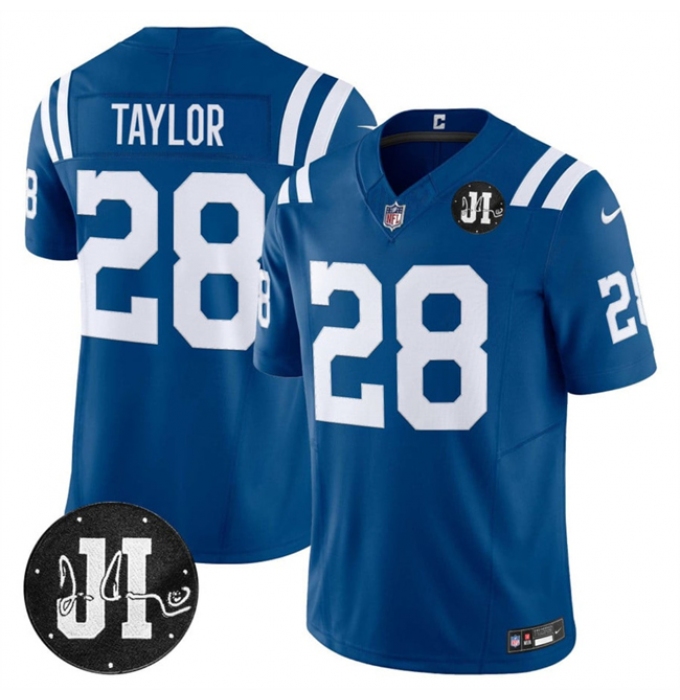 Men's Indianapolis Colts #28 Jonathan Taylor Blue 2025 F.U.S.E. Jim Irsay Vapor Limited Football Stitched Jersey