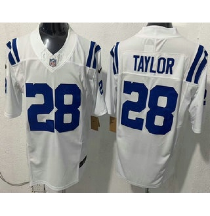 Men's Indianapolis Colts #28 Jonathan Taylor Limited White FUSE Vapor Jersey