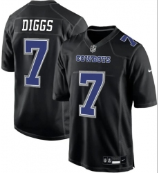 Men's Nike Dallas Cowboys #7 Trevon Diggs Carbon Black Fashion Game Jersey