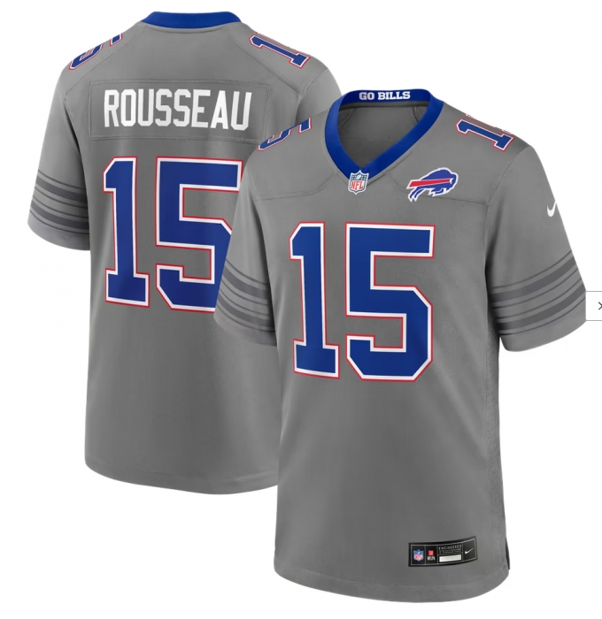 Men's Buffalo Bills #15 Gregory Rousseau Nike Gray Game Jersey