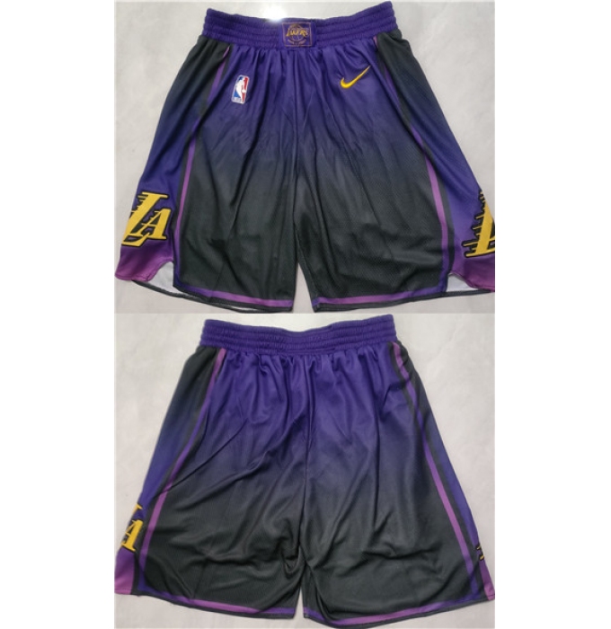 Los Angeles Lakers Purple Black Shorts (Run Small)