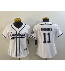 Women's Dallas Cowboys #11 Micah Parsons White With Patch Cool Base Stitched Baseball Jersey