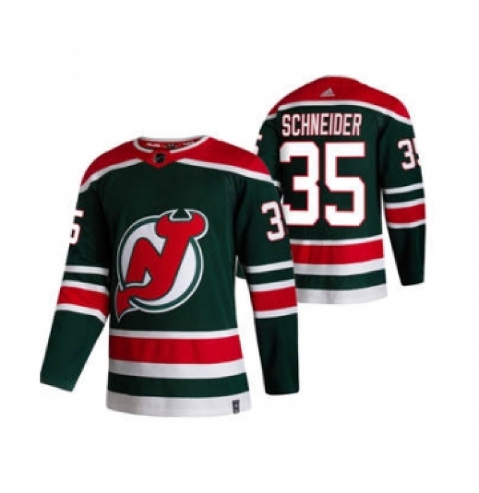 Men's New Jersey Devils #35 Corey Schneider Green 2020-21 Reverse Retro Alternate Hockey Jersey
