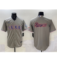 Men's Texas Rangers Team Big Logo Gray With Cool Base Stitched Baseball Jersey
