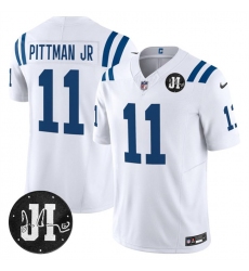 Men's Indianapolis Colts #11 Michael Pittman Jr. White 2025 F.U.S.E. Jim Irsay Vapor Limited Football Stitched Jersey