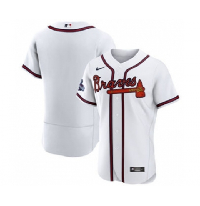 Men's Atlanta Braves Blank 2021 White World Series Champions Stitched Baseball Jerseyey