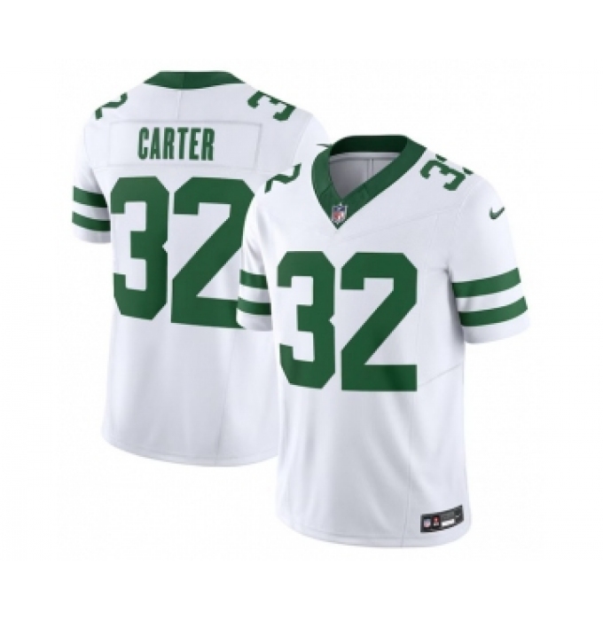 Men's Nike New York Jets #32 Michael Carter White 2023 F.U.S.E. Vapor Limited Throwback Stitched Football Jersey