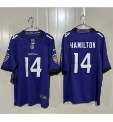Men's Baltimore Ravens #14 Kyle Hamilton Purple 2026 Alternate Vapor Limited Football Stitched Jersey