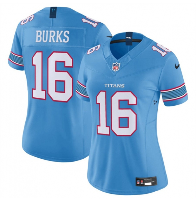 Women's Tennessee Titans #16 Treylon Burks Light Blue 2026 F.U.S.E. Vapor Limited Stitched Football Jersey(Run Small)