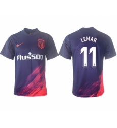 Men 2021-2022 Club Atletico Madrid away aaa version purple 11 Soccer Jersey