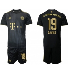 Men's FC Bayern München #19 Alphonso Davies Black Away Soccer Jersey With Shorts