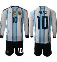 Men's Argentina #10 Lionel Messi Long Sleeve National Team FIFA x World Cup 2026 Home White On Field Jersey