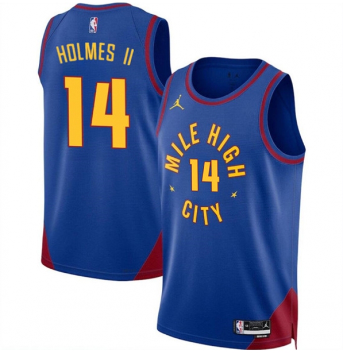 Men's Denver Nuggets #14 DaRon Holmes II Blue 2024 Draft Statement Edition Stitched Basketball Jersey