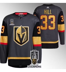 Men's Vegas Golden Knights #33 Adin Hill Gray 2023 Stanley Cup Champions Stitched Jersey