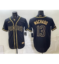 Men's San Diego Padres #13 Manny Machado Black Gold With Stitched Baseball Jersey