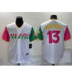 Men's San Diego Padres #13 Manny Machado White 2022 City Connect Cool Base Stitched Jersey