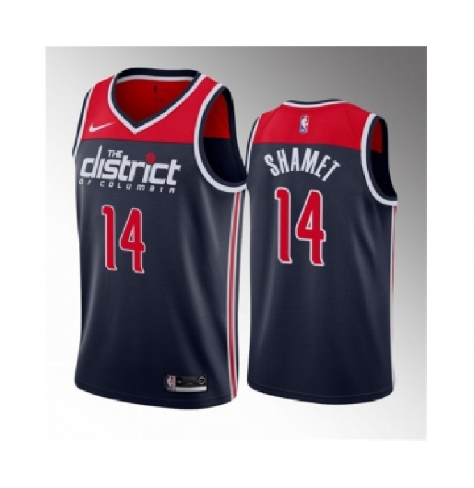 Men's Washington Wizards #14 Landry Shamet Navy 2023 Draft Statement Edition Stitched Jersey