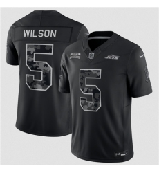 Men's New York Jets #5 Garrett Wilson Black F.U.S.E. 2026 Salute to Service Limited Football Stitched Jersey
