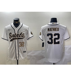 Mens New Orleans Saints #32 Tyrann Mathieu White Cool Base Stitched Baseball Jerseys