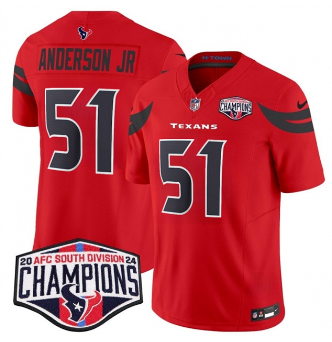 Men's Houston Texans #51 Will Anderson Jr. Red F.U.S.E. 2024 AFC South Division Champions Vapor Limited Stitched Football Jersey