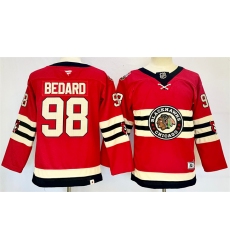 Youth Chicago Blackhawks #98 Connor Bedard Red 2024 Winter Classic Stitched Hockey Jersey