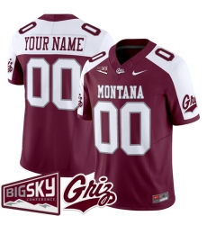 Men's Montana Grizzlies Active Player Custom Maroon Alternate 2025 F.U.S.E. Big Sky Patch Vapor Limited V1 Stitched Football Jersey