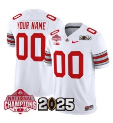 Men's Ohio State Buckeyes Active Player Custom White 2025 CFP Final With National Champions Patch F.U.S.E. Vapor Limited Stitched Jersey