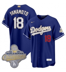 Men's Los Angeles Dodgers #18 Yoshinobu Yamamoto Royal 2026 Alternate Gold Collection Stadium Stitched Baseball Jersey