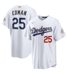 Men's Los Angeles Dodgers #25 Tommy Edman Nike White 2026 Gold Collection Stadium Jersey