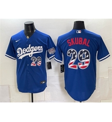 Men's Los Angeles Dodgers #29 Tarik Skubal Royal USA 250 Fourth of July Home Stitched Baseball Jersey